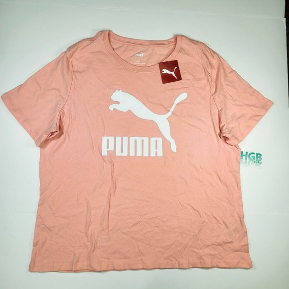 Puma Tops - Puma Classic Logo T-Shirt Women's Short Sleeve Running Plus Size Peach TL59296